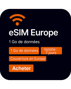 eSIM Europe 1 Go – Validité 7 Jours