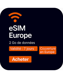 eSIM Europe 2 Go – Validité 7 Jours