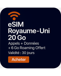 Carte SIM Three Mobile (AIO10) Royaume-Uni et Roaming – Appels et SMS illimités au Royaume-Uni
