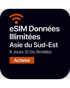 eSIM Données Illimitées Asie du Sud-Est – 8 Jours (5 Go Illimités)