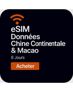 eSIM Données Chine Continentale & Macao – 8 Jours