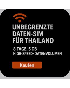 UNBEGRENZTE DATEN-SIM FÜR THAILAND – 8 TAGE, 5 GB HIGH-SPEED-DATENVOLUMEN