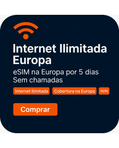 Ative um eSIM de dados europeus ilimitado | £17 | Validade de 5 dias