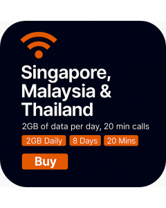 Singapore, Malaysia, Thailand 8-Day Voice/Data SIM (1GB daily Unlimited + 20 Minutes)