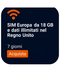 SIM Europa da 18 GB e dati illimitati nel Regno Unito 7 giorni