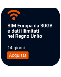 SIM Europa da 30GB e dati illimitati nel Regno Unito 14 giorni 