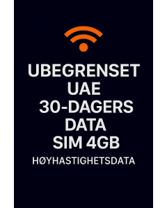 UBEGRENSET UAE 30-DAGERS DATA SIM 4GB HØYHASTIGHETSDATA