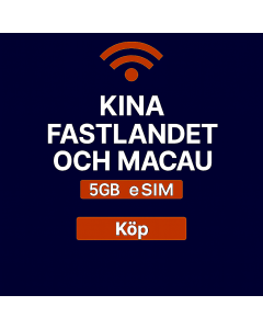Kinas fastland och Macau 5-dagars Data eSIM