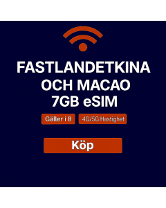 Kinas fastland och Macau 8 dagars data eSIM