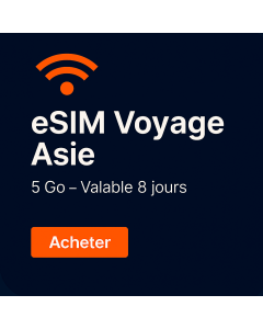 Cinq Go, huit jours, eSIM Asie illimitée