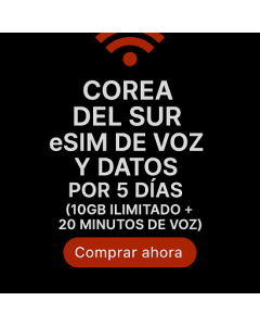Activa eSIM/SIM de Voz y Datos 10GB para Corea del Sur | 5 Días + 20 Minutos de Llamadas