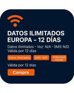 DATOS ILIMITADOS EUROPA - 12 DÍAS