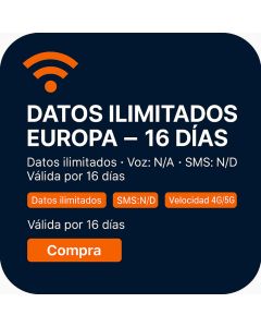 DATOS ILIMITADOS EUROPA – 16 DÍAS