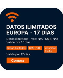 DATOS ILIMITADOS EUROPA - 17 DÍAS