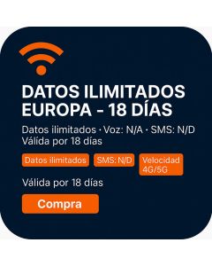 DATOS ILIMITADOS EUROPA - 18 DÍAS