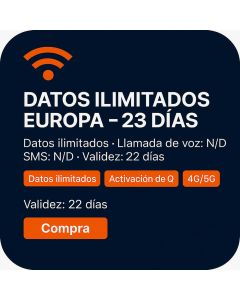 DATOS ILIMITADOS EUROPA - 23 DÍAS
