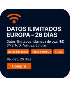 DATOS ILIMITADOS EUROPA - 26 DÍAS