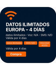 DATOS ILIMITADOS EUROPA - 4 DÍAS