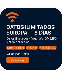 DATOS ILIMITADOS EUROPA – 8 DÍAS