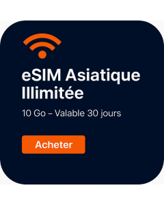 Dix Go, trente jours, eSIM asiatique illimitée