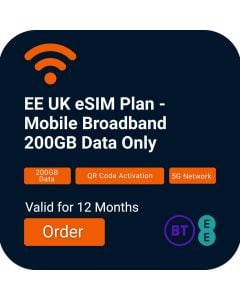 EE UK eSIM Plan - Mobile Broadband 200GB Data Only (12 Months)