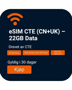 Activate eSIM – CTE (CN + UK) – 22GB for China and UK Travel