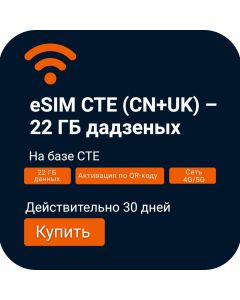 Activate eSIM – CTE (CN + UK) – 22GB for China and UK Travel