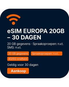 eSIM EUROPA 20GB – 30 DAGEN