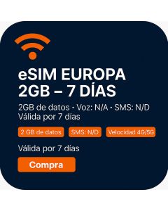 eSIM EUROPA 2GB – 7 DÍAS