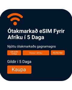 Fáðu 5 daga ótakmarkað Afríku eSIM | Augnabliksvirkjun með QR-kóða