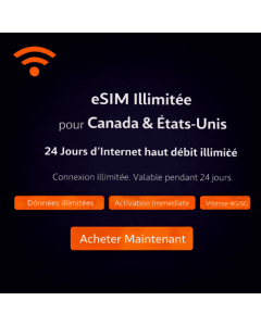 eSIM Canada illimitée 24 jours