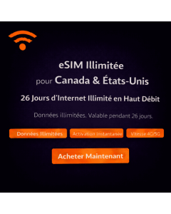 eSIM Canada illimitée de 26 jours