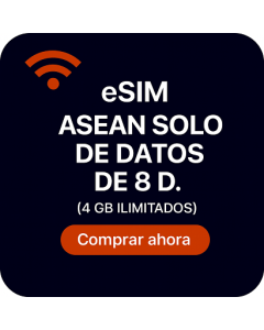 eSIM de datos de 8 días de la ASEAN (4 GB ilimitados)