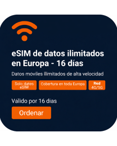 eSIM de datos ilimitados en Europa - 16 días
