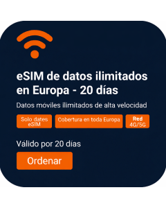 eSIM de datos ilimitados en Europa - 20 días