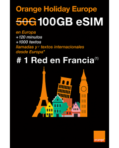 eSIM de voz y datos de vacaciones en Europa de 100 GB