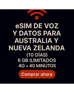eSIM voice and data for Australia and New Zealand (10 days), 6 GB