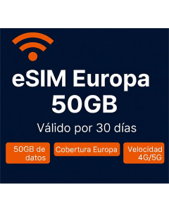 eSIM europea de Cincuenta GB confiable para viajeros de negocios