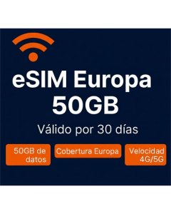 50 GB DE VOZ Y DATOS PARA VACACIONES EN EUROPA