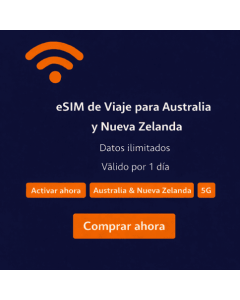 eSIM ilimitada de 1 día para Nueva Zelanda y Australia