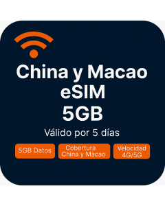 eSIM ilimitada de cinco días para China continental y Macao