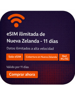 eSIM ilimitada de Nueva Zelanda - 11 días