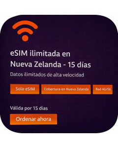 eSIM ilimitada en Nueva Zelanda - 15 días