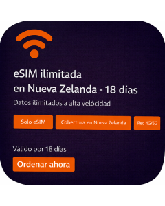 eSIM ilimitada en Nueva Zelanda - 18 días