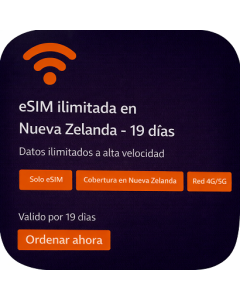 eSIM ilimitada en Nueva Zelanda - 19 días