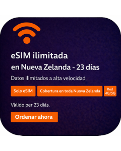 eSIM ilimitada en Nueva Zelanda - 23 días