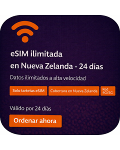 eSIM ilimitada en Nueva Zelanda - 24 días