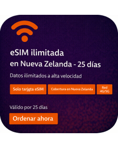 eSIM ilimitada en Nueva Zelanda - 25 días