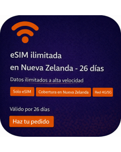 eSIM ilimitada en Nueva Zelanda - 26 días