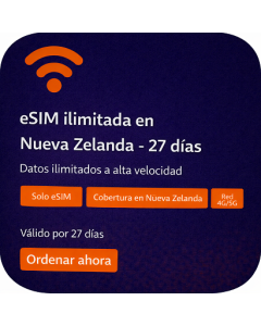 eSIM ilimitada en Nueva Zelanda - 27 días